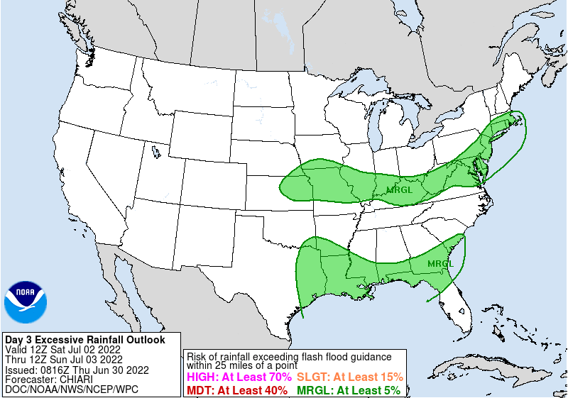 The following graphic is the "Excessive Rainfall" potential over the holiday weekend - for a look at the graphic.