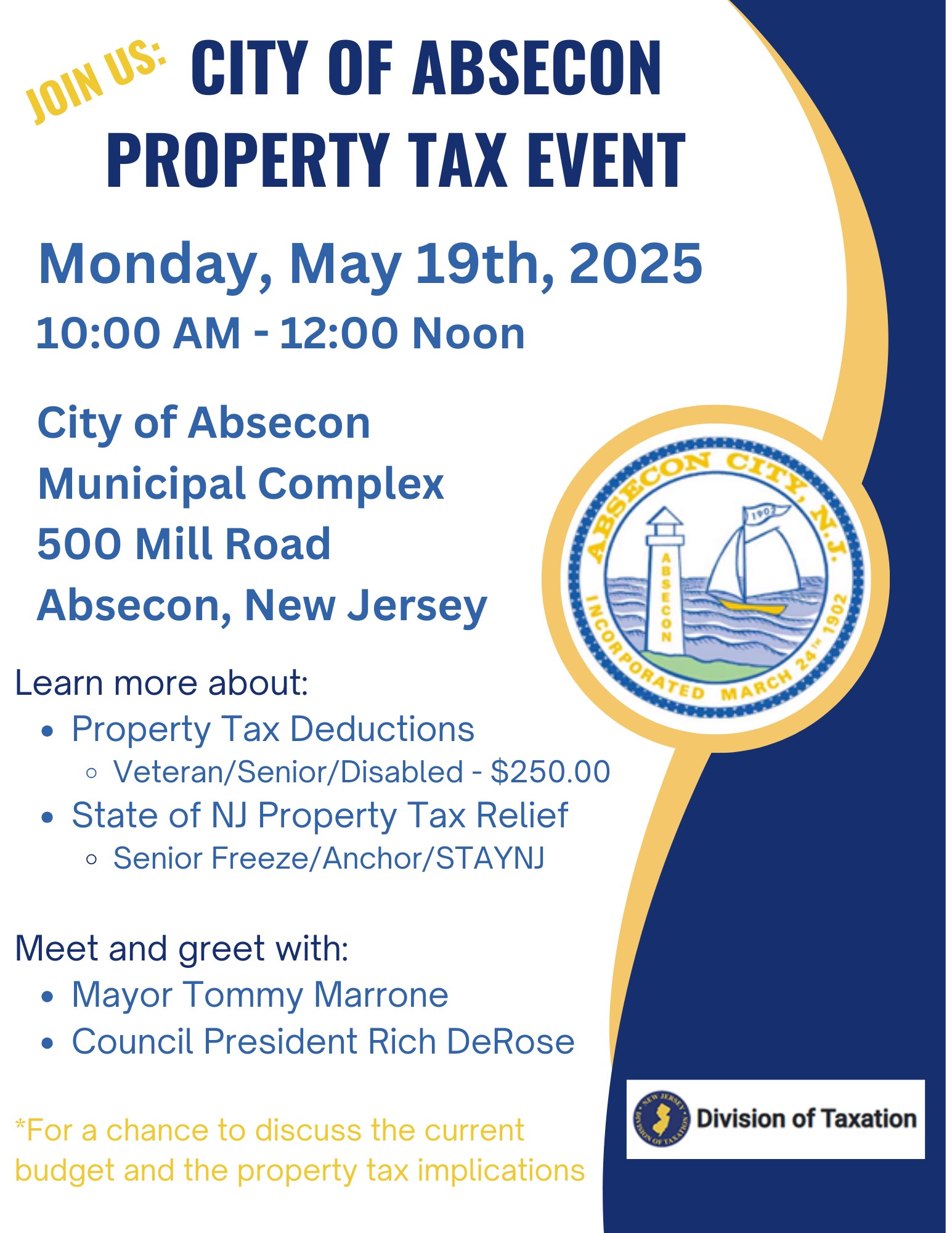 Property Tax Event Flyer
